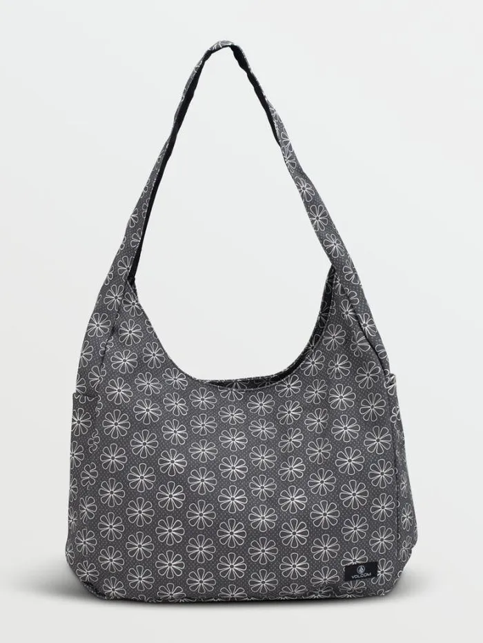 WomensKids Bags and Backpacks Volcom Schoolyard Canvas Hobo Tote 8211 BlackWhite