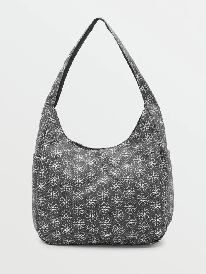 WomensKids Bags and Backpacks Volcom Schoolyard Canvas Hobo Tote 8211 BlackWhite