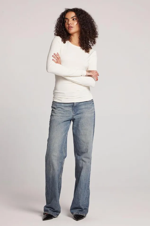 Womens Loungewear Chaser Brand Reeves Starry White Long Sleeve