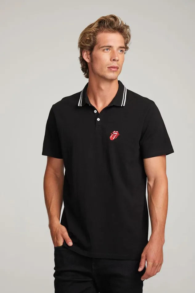 Womens Music Chaser Brand Rolling Stones Embroidered Logo Mens Polo Tee