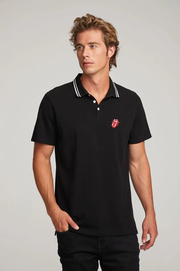 Womens Music Chaser Brand Rolling Stones Embroidered Logo Mens Polo Tee