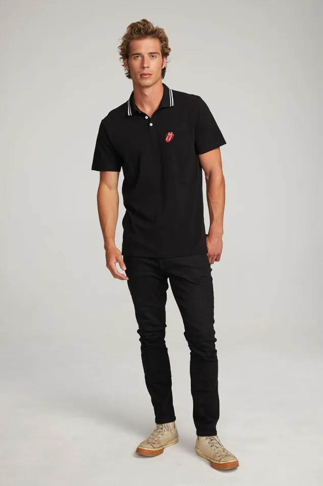 Womens Music Chaser Brand Rolling Stones Embroidered Logo Mens Polo Tee