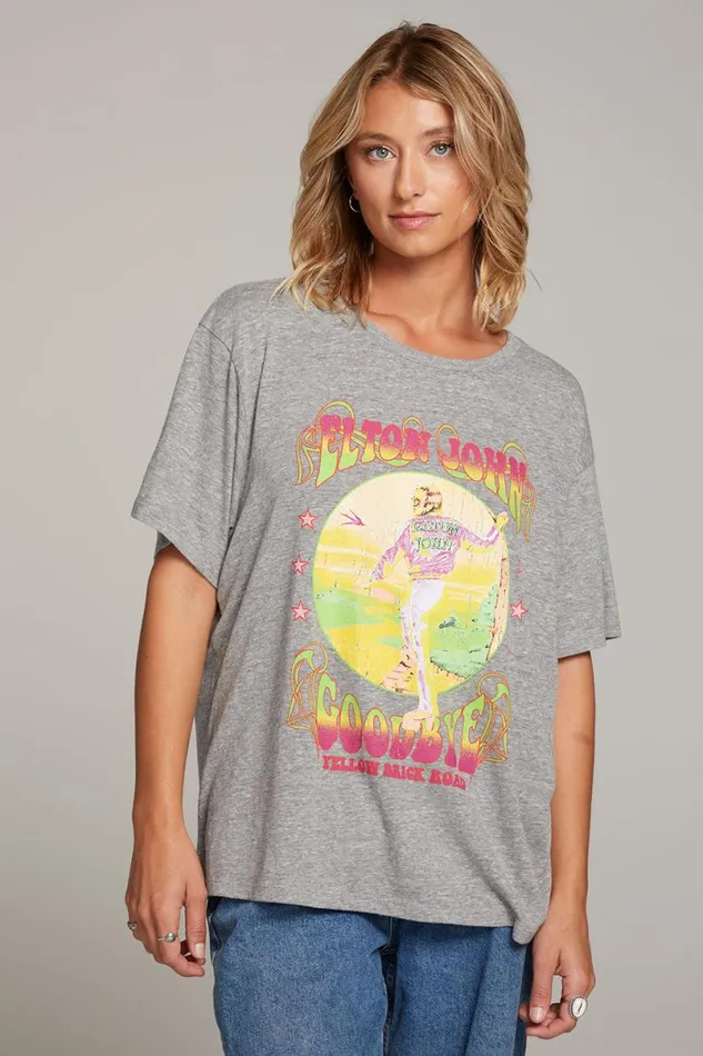 Womens Tops Chaser Brand Elton John Yellow Brick Road Tee