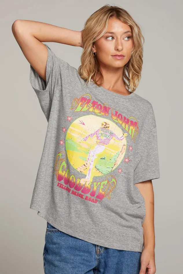 Womens Tops Chaser Brand Elton John Yellow Brick Road Tee