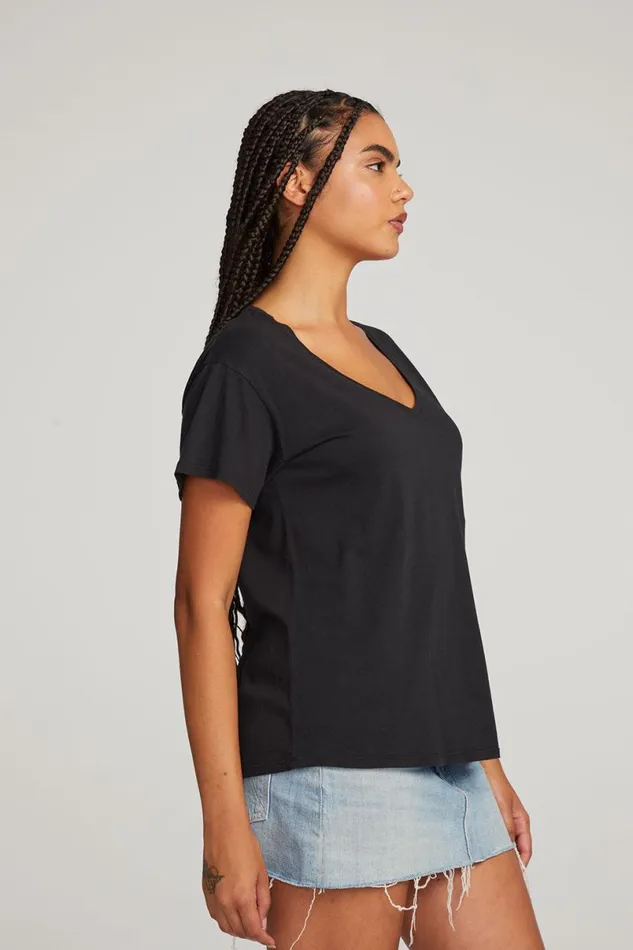 Womens Tops Chaser Brand Everyday Essential Black Vneck Tee