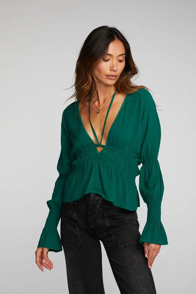 Womens Tops Chaser Brand Rayon Woven Deep V Top With Straps