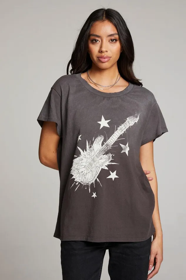 Womens Tops Chaser Brand Rock Guitar Tee