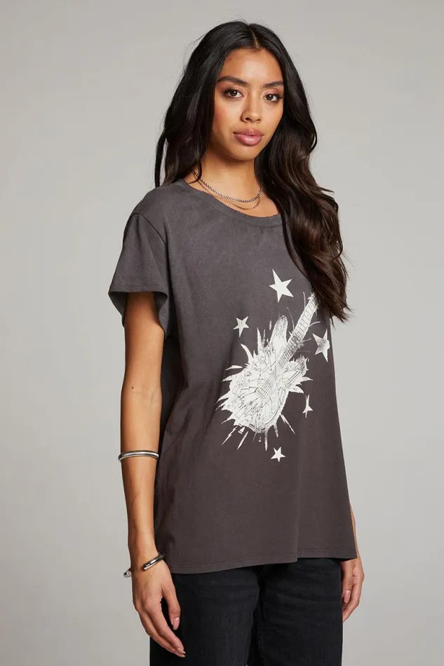 Womens Tops Chaser Brand Rock Guitar Tee