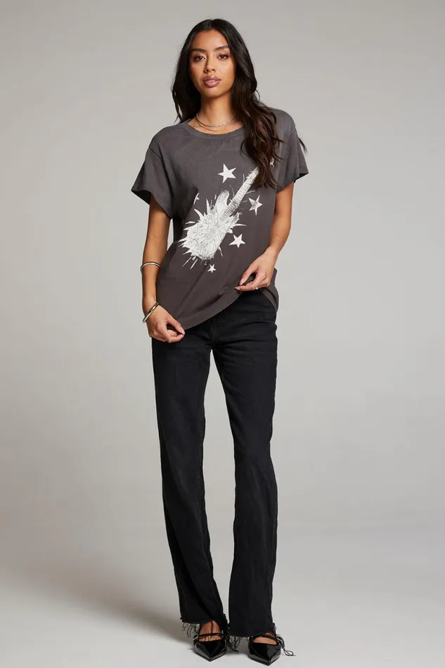 Womens Tops Chaser Brand Rock Guitar Tee