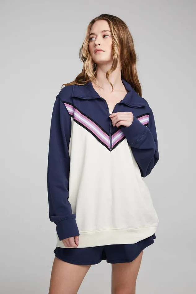 Womens Tops Chaser Brand Stevie Almond Mood Indigo Pullover