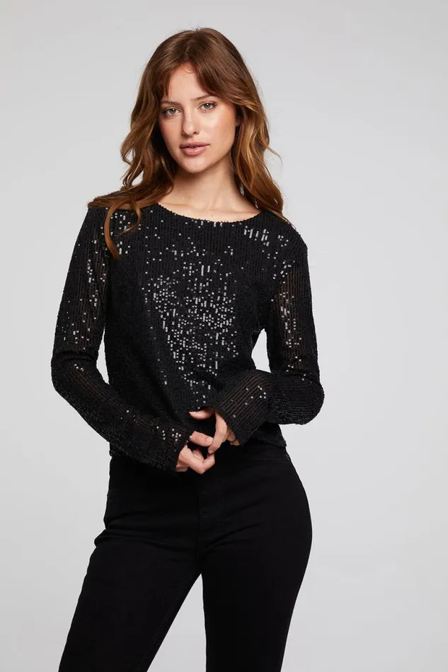Womens Tops Chaser Brand Union Licorice Long Sleeve