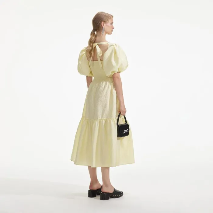 Yellow Jacquard Midi Dress Women Self Portrait Dresses