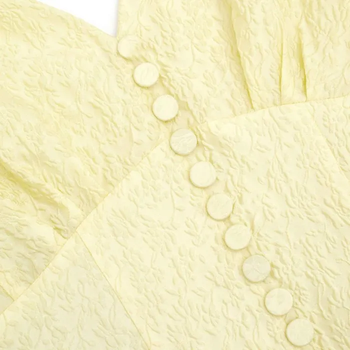 Yellow Jacquard Midi Dress Women Self Portrait Dresses