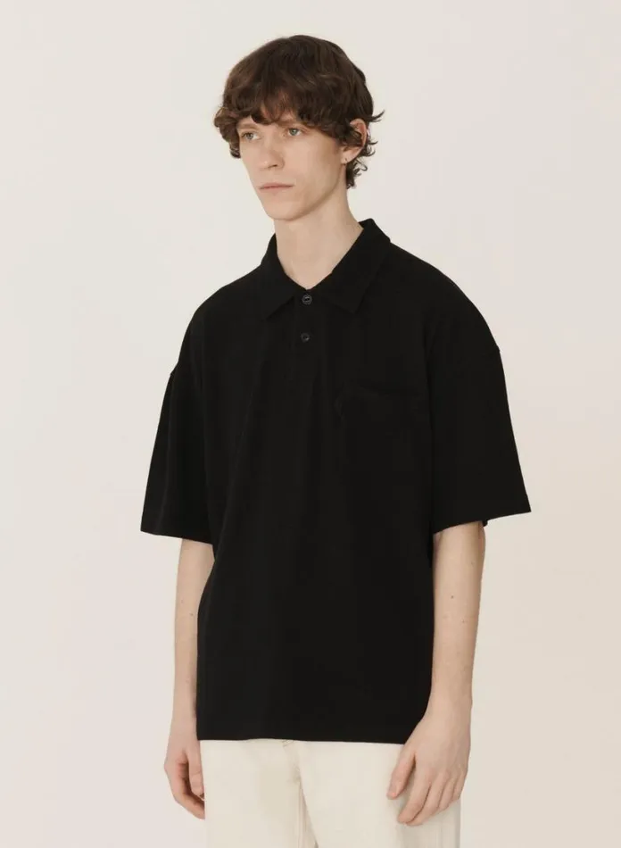 YMC Earth Polo TShirt Black Mens Earth