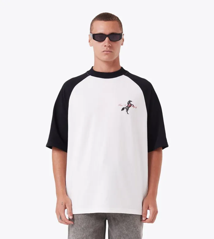 Zanerobe Tees and Tanks Men Steed Raglan Lounge Tee Vintage WhiteBlack