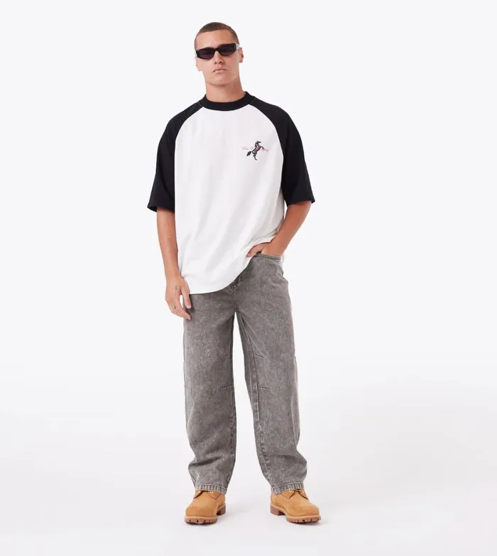 Zanerobe Tees and Tanks Men Steed Raglan Lounge Tee Vintage WhiteBlack